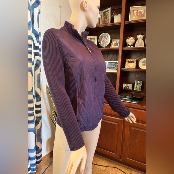 Croft & Barrow Purple Cotton Knitted Puffer Jacket Size Petite Large - Picture 3 of 10